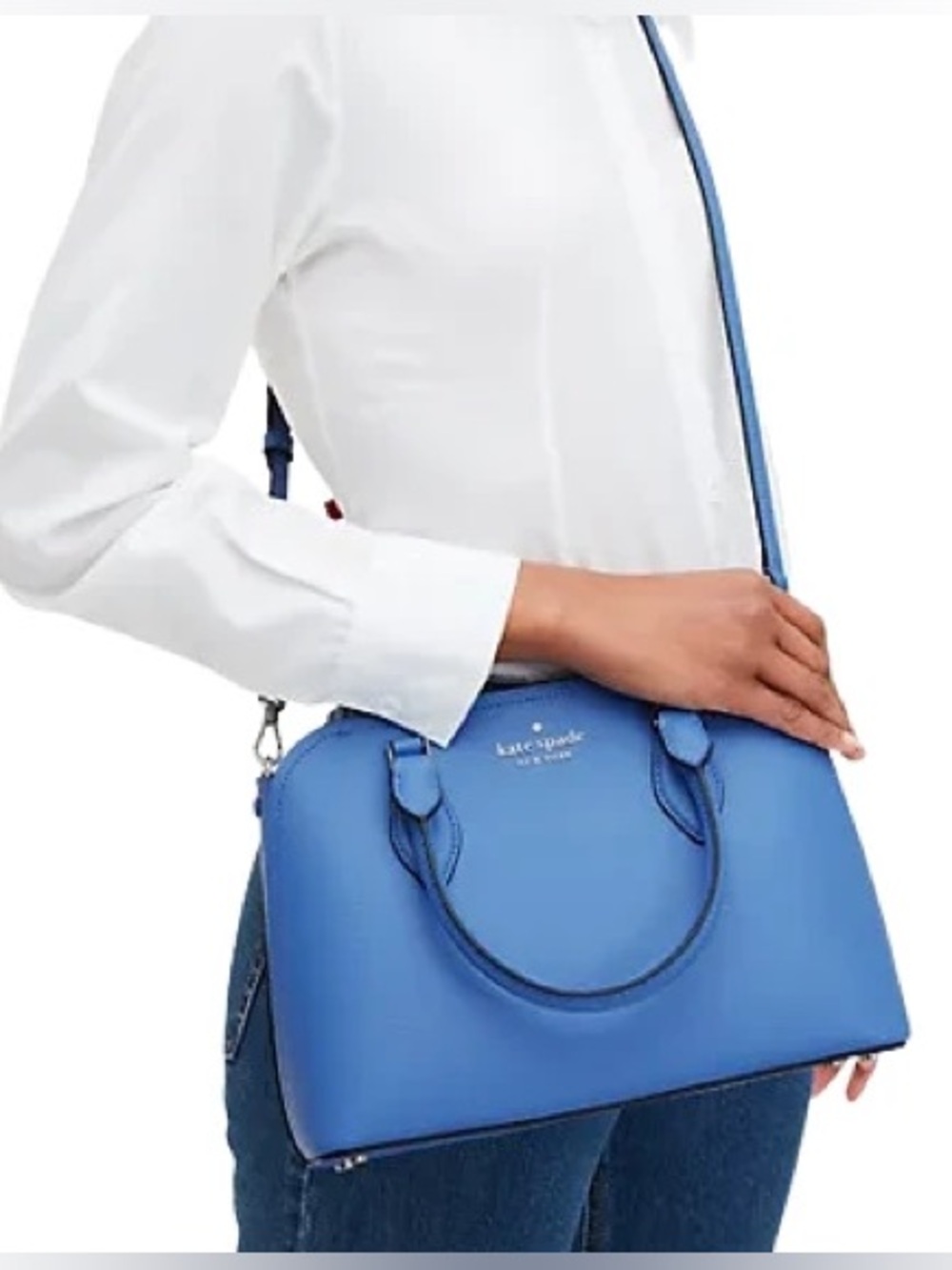 Kate Spade Darcy Blue Leather Satchel Crossbody Handbag